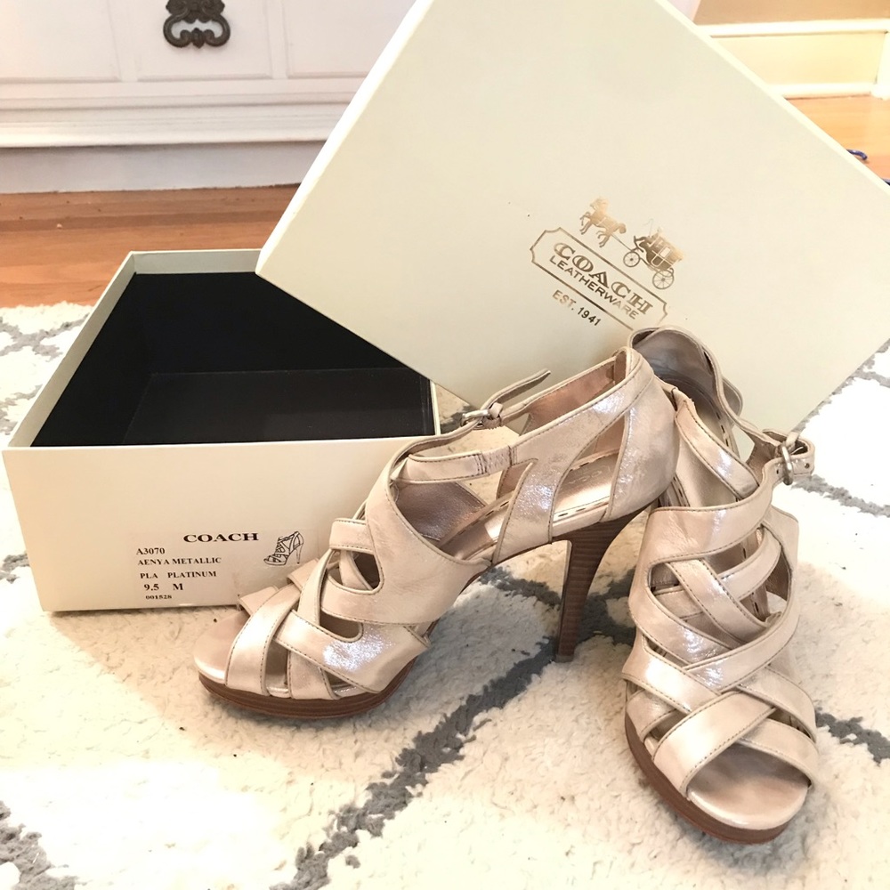 Coach Shoes | Coach Aenya Metallic heels size 9.5